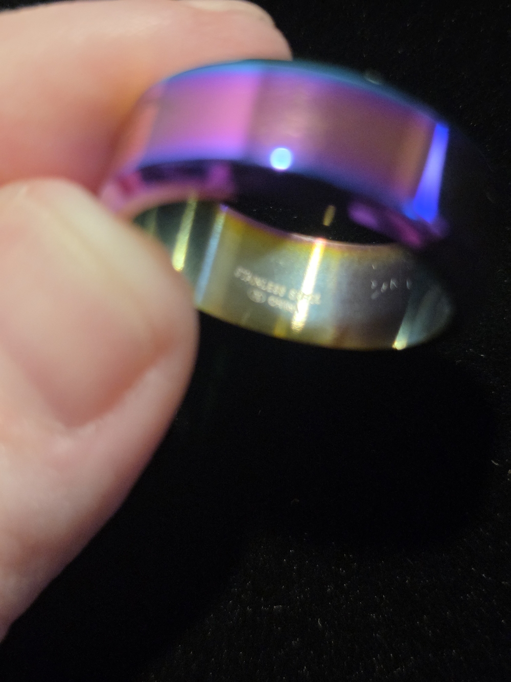 Iridescent Stainless Steel Ring Sz9.5 - Picture 4 of 5